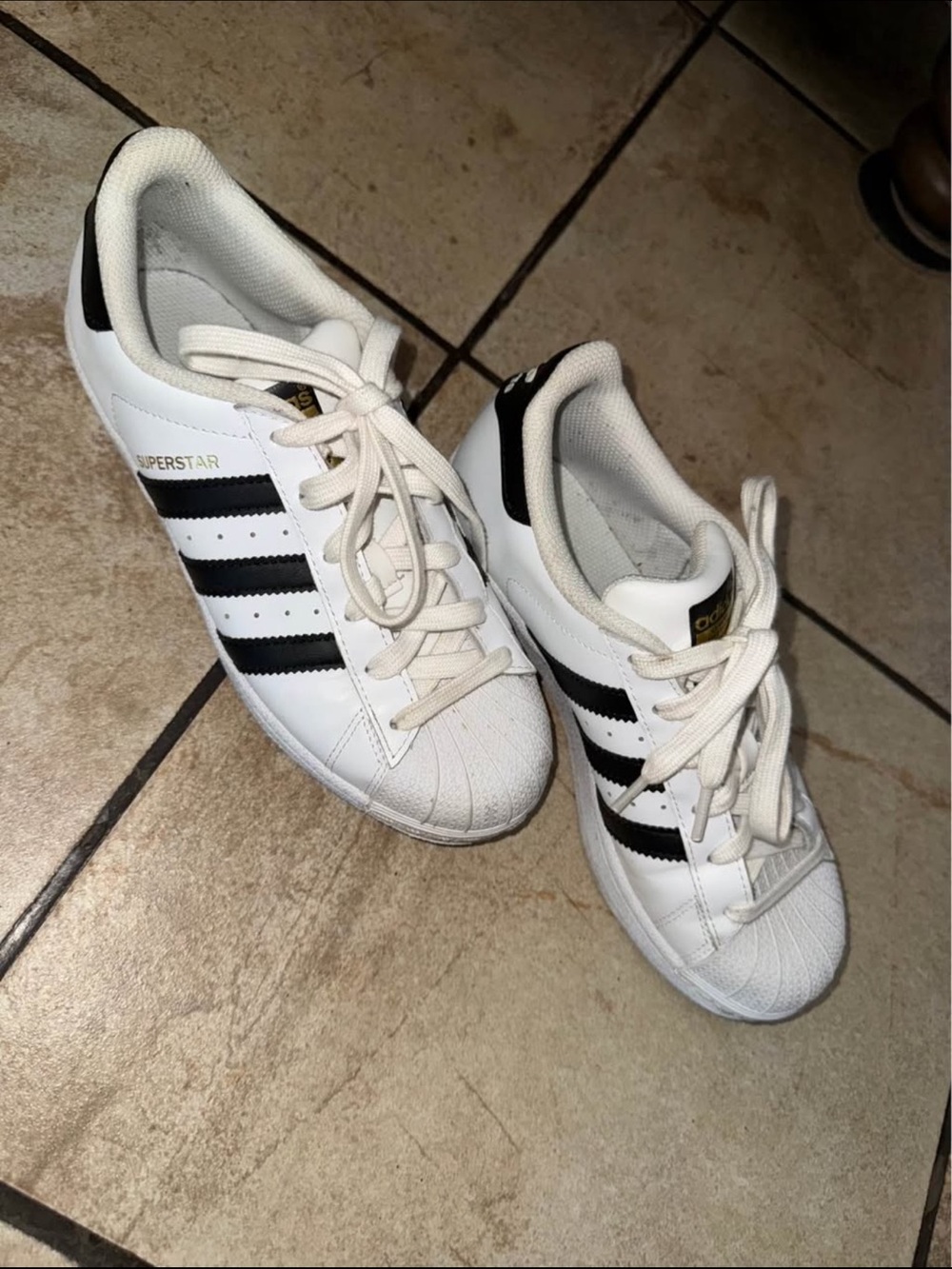 adidas Women’s White and Black Classic Superstar Sneakers